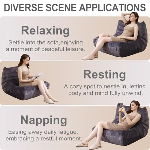 SlateGray Bean Bag Chair for Adults - Soft Dutch Velvet Sofa