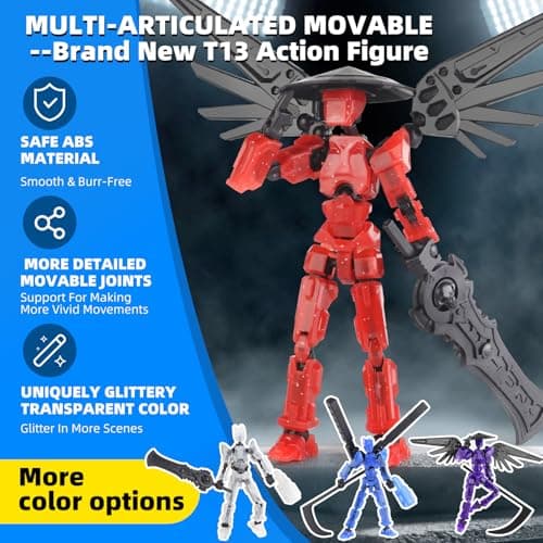 Big Robot T13 Action Figure with Bracket (Red/Black) - 3D Printed Toy for Modeling & Collecting