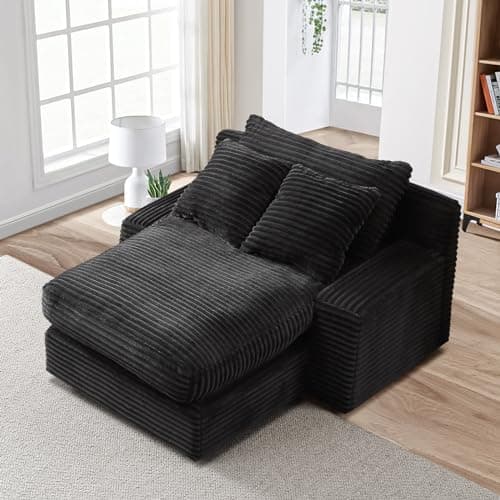Antetek Grey 48" Corduroy Lounge Chair Sleeper Sofa