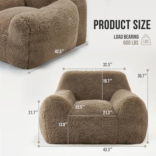 Hobestluk Giant Armrest Bean Bag Chair for Adults