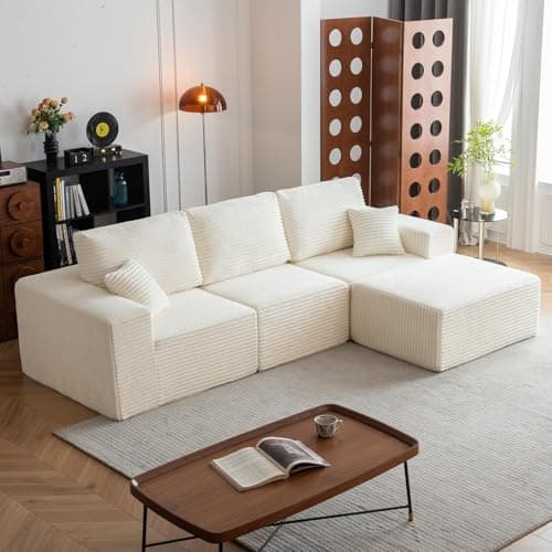 108" L-Shaped Cloud Couch, Grey, No Assembly Required