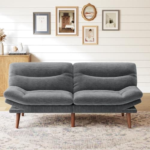 Marsail Corduroy Futon Sofa Bed with Adjustable Backrest & Armrests