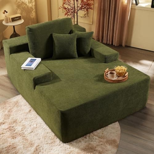 Oversized Chaise Lounge Chair - Black Faux Fur Sofa Bed (67"x48")