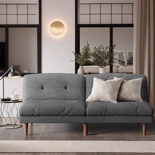 Furmax Dark Grey Modern Linen Convertible Futon Sofa Bed