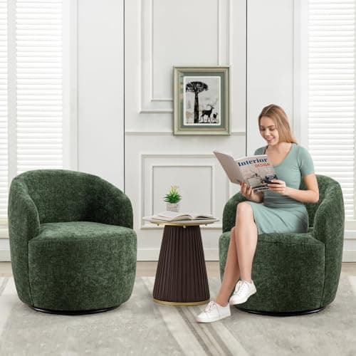 Antetek Yellow 360° Swivel Chenille Armchair for Living Room, Nursery, Bedroom