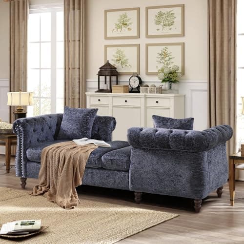 Antetek Mid Century Modern Loveseat Sofa Bed, Grey
