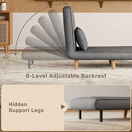 Aiho Adjustable 3-in-1 Sleeper Chair Bed, Dark Grey