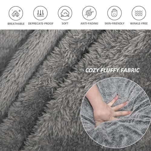 Black 7FT Adult Bean Bag Chair Cover, Stuffed Animal Storage, Comfortable for Bedroom Living Room