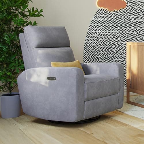 Nurture The Glider Plus - Premium Nursery Recliner with USB | Adjustable Head & Lumbar Support (Gray)