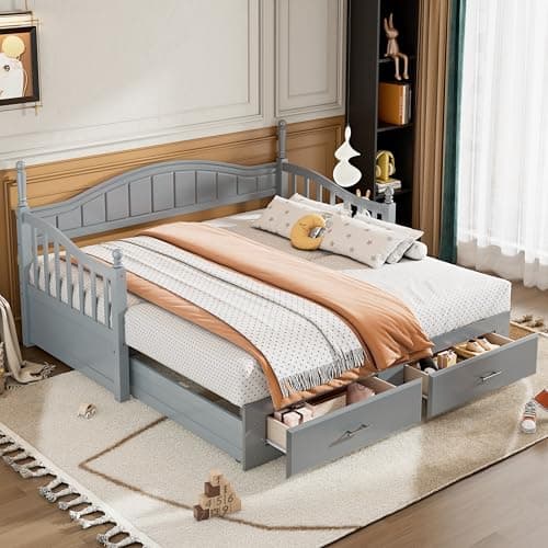 Merax Modern Wood Daybed with Pop Up Trundle for Kids Teens Adults Espresso