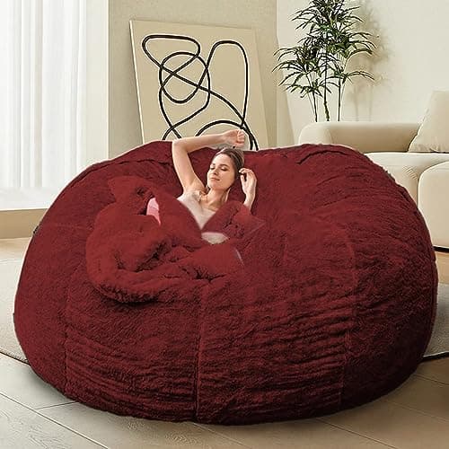 Giant Grey Bean Bag Chair for Adults & Kids, Filling-Free & Comfy