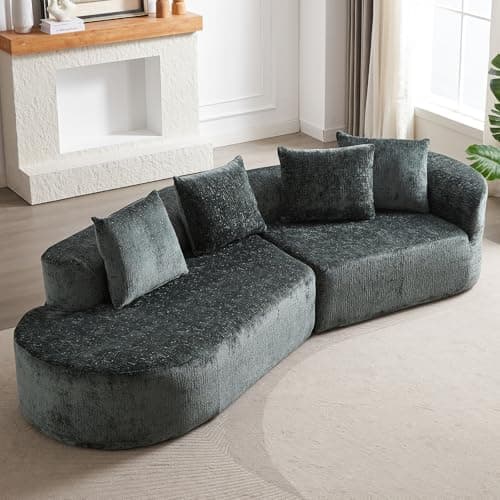 Oversized Curved Cloud Sofa, 114-Inch, Black & Modular for Living Room