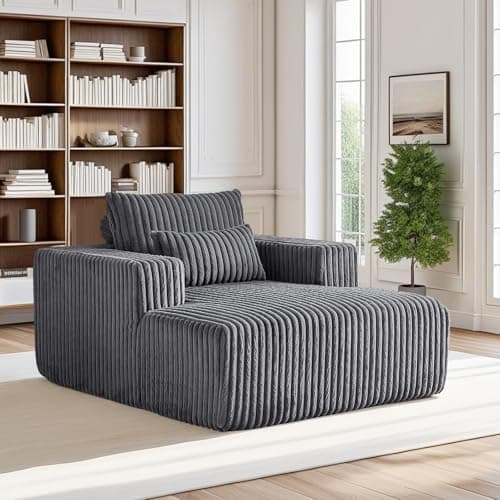 Oversized Grey Corduroy Chaise Longue Chair for Living Room and Bedroom Apartment, Modern 48.5-inch Deep Seat Single Cloud Lounge Floor Sofa Couch
Oversized Grey Modern Chaise Longue Chair Living Room Bedroom Apartment, 48.5-inch Deep Seat Upholstere