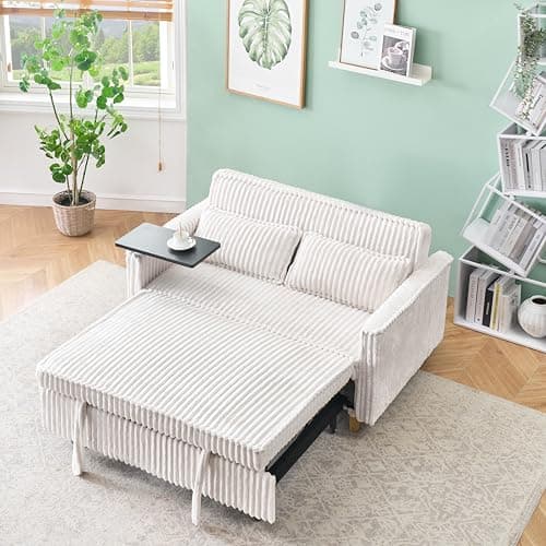 3-in-1 Queen Convertible Couch Bed Velvet Sleeper Sofa for Living Room