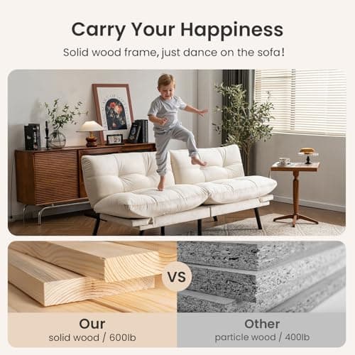 71" Comfortable Convertible Futon Love Seat Sleeper Sofa, Thick Cushion, Velvet Couch Bed for Small Spaces