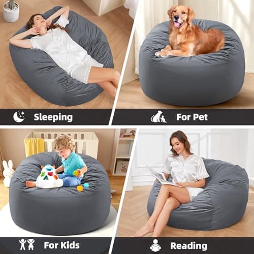 3ft Memory Foam Bean Bag Chair - Soft & Fluffy for Adults/Teens