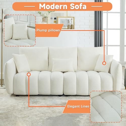 Modern 82 Beige Boucle Sofa for Living Room, Bedroom, Office, Apartment