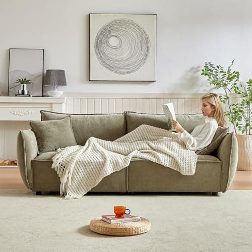 Antetek 88-inch Oversized Chenille 3-Seater Sofa, Green