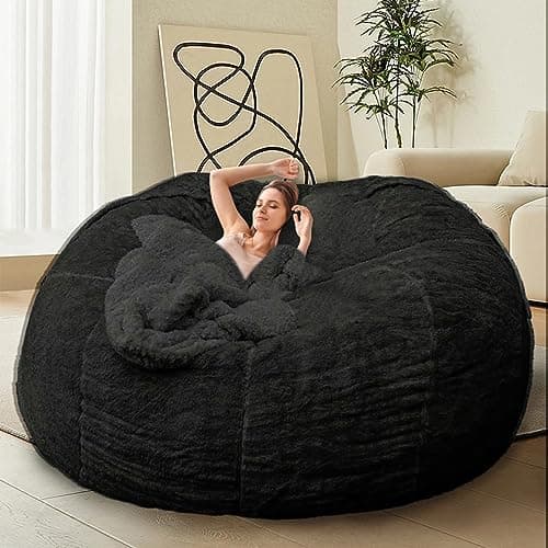 Giant Grey Bean Bag Chair for Adults & Kids, Filling-Free & Comfy