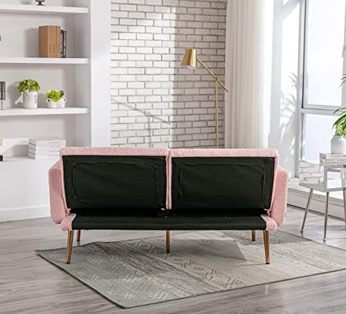 Antetek Pink Teddy Futon Sofa Bed with 3 Positions