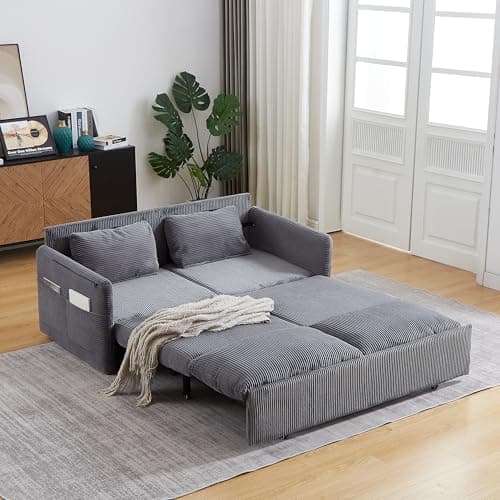 Eafurn 3-in-1 Convertible Pull-Out Sofa Bed with Storage Armrest