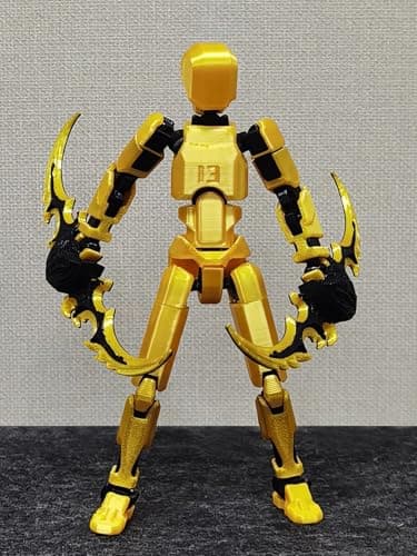 T13 Gold 5.5 Inch Multi-Jointed 3D Printed Robot Action Figure