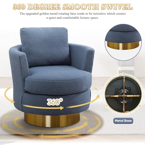 Antetek 2-Pack Swivel Barrel Chair, Blue, Living Room Accent Chair