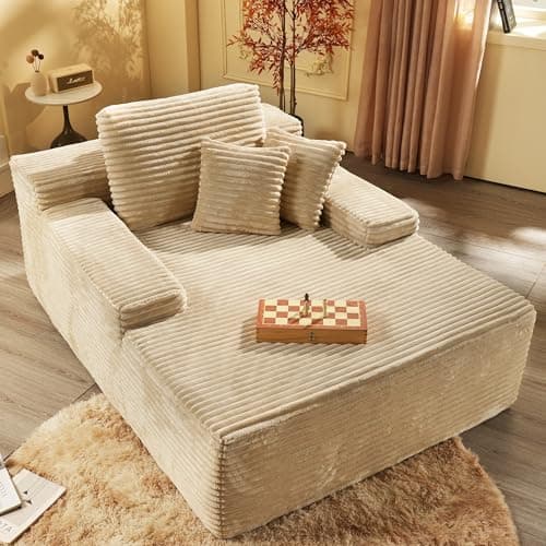 Oversized Chaise Lounge Chair - Black Faux Fur Sofa Bed (67"x48")