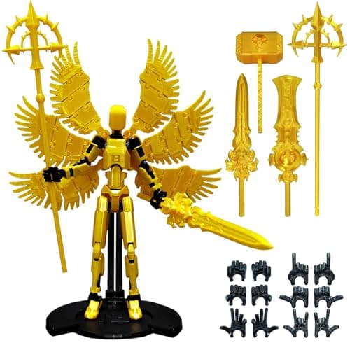 5.5 Inch 3D Printed T13 Multi-Jointed Action Figure with Weapons, Gold