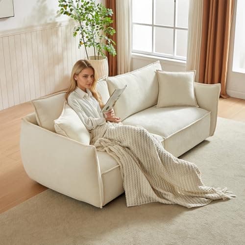 Antetek Beige Chenille Living Room & Bedroom Sofa Set