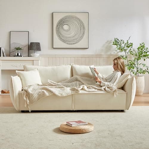 Antetek Beige Chenille Living Room & Bedroom Sofa Set