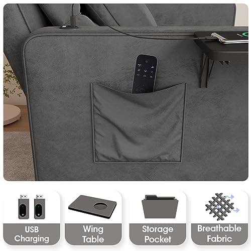 3-in-1 Velvet Sleeper Sofa Chair with USB Ports and Wing Table