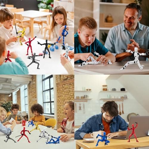 Titan T-13 4PC Robot Action Figure Set for Boys (White+Black+Blue+Red)