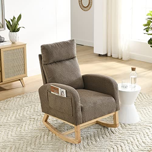 Modern White Fabric Nursery Rocking Glider Chair