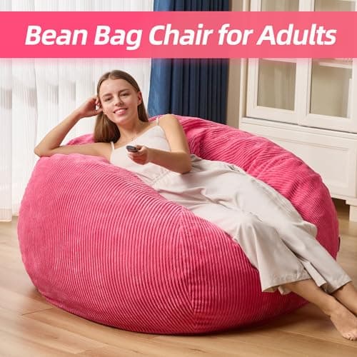 Teardrop Memory Foam Bean Bag Chair, Soft Pink Corduroy Cover