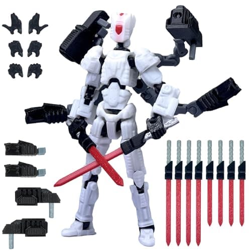 T13 Mission 13 Lucky Action Figures, 3D Printed Desk Toys (Black Red, 5.5")