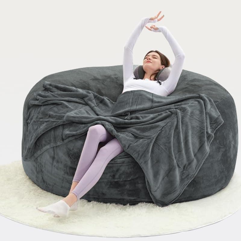 60" Dark Grey Oversized Bean Bag Sofa with Memory Sponge (5FT)