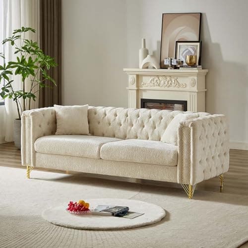 Modern Beige 3 Seater Sofa Couch for Living Room