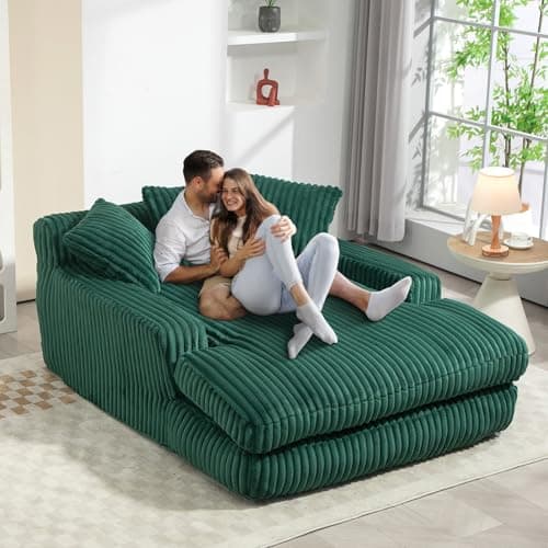 Modern Oversized Chaise Longue Chair with Sleeper Sofa Bed for Living Room or Bedroom, Green