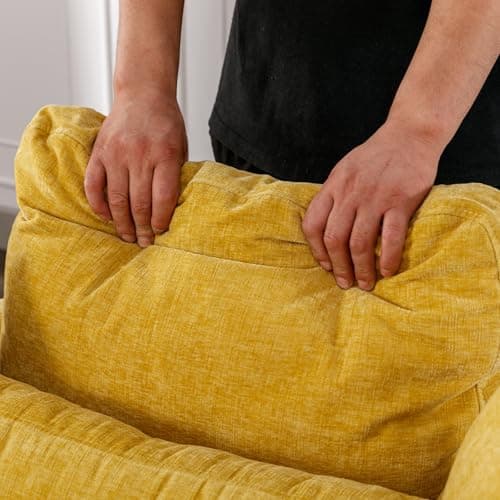 Antetek Green & Yellow Oversized Swivel Chair with Storage Ottoman