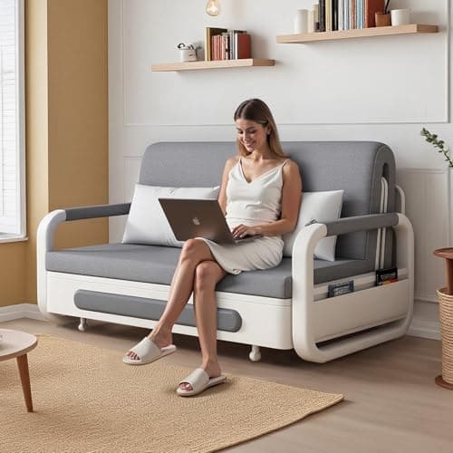 Extendable Sofa Bed with Storage, zioSofa Dark Grey and White