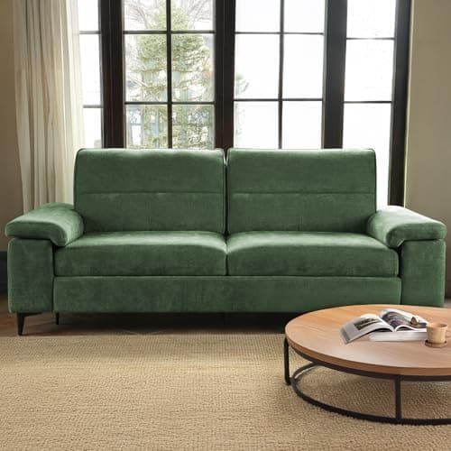 Beige 88.97" Deep Seat Chenille Sleeper Sofa with High Legs