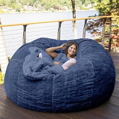Kids & Adult Bean Bag Chair Cover, Gray PV Velvet (6FT)