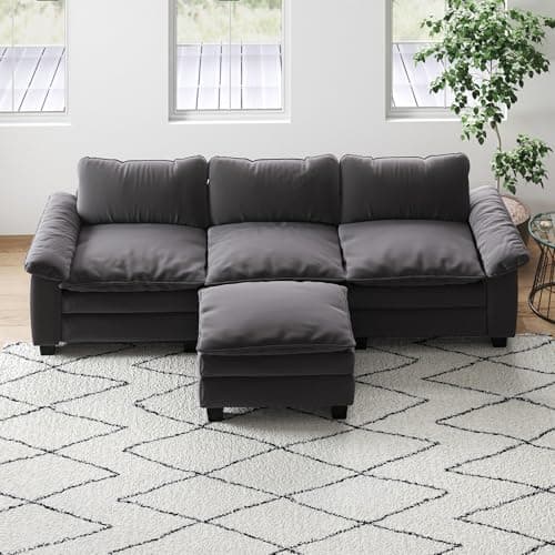 Oversized Velvet L-Shaped Sofa for Living Room and Bedroom