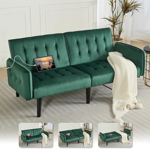 TYBOATLE 65" Convertible Futon Sofa Bed, Grey