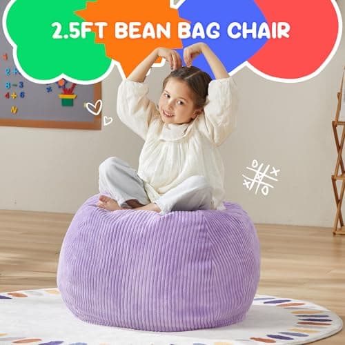 Hobestluk Purple Teardrop Bean Bag Chair Small With Filler Included