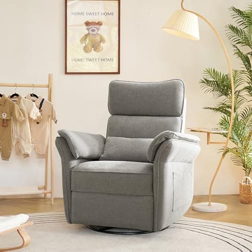 HULALAhome Mossy Green Nursery Glider Recliner with Storage