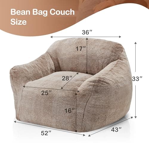 Homguava Spacious Giant Bean Bag Chair with Armrest
