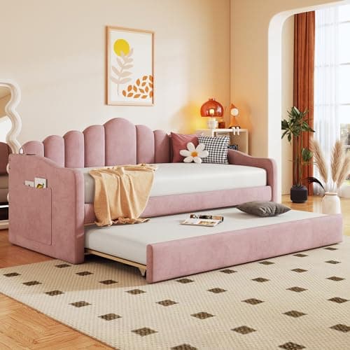 Twin Size Upholstered Daybed with Trundle and LED Light, Gray for Guest Room and Apartment
Twin Size Teddy Fleece Day Bed Frame with Solid Wood Slats, Gray for No Spring Box Needed Bedroom
Twin Size Daybed with Trundle and LED Light, Easy Assembly Da
