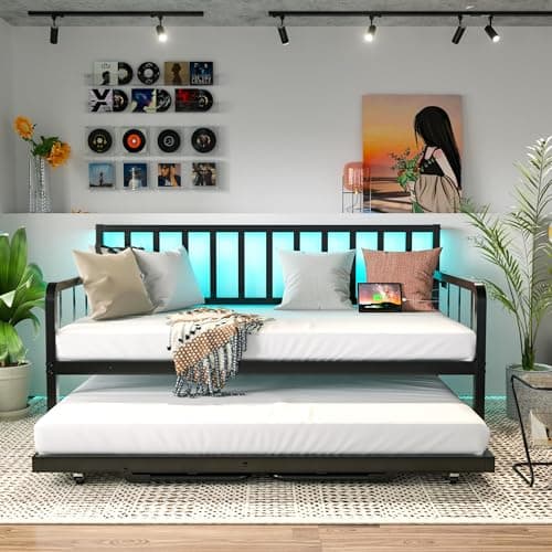 Twin Daybed with Trundle Bed and Charging Station